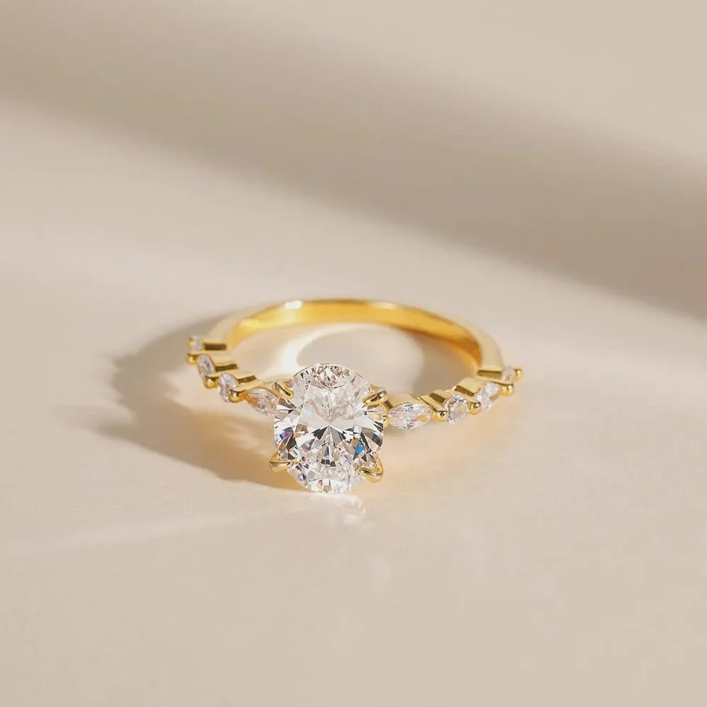 3 Carats 925 Sterling Silver Ring Oval Cut Cubic Zirconia Engagement Solitaire H - Picture 2 of 6